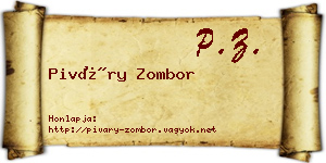 Piváry Zombor névjegykártya